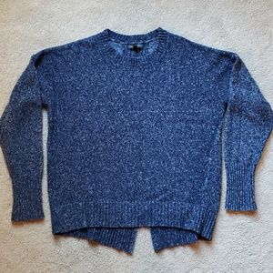 Blue and white marbled fishtail sweater